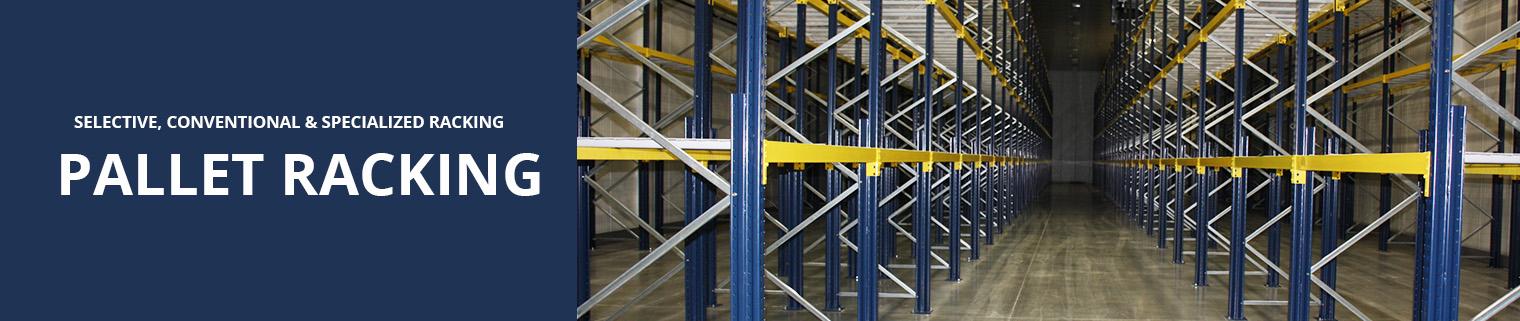 Installed pallet racking in a warehouse