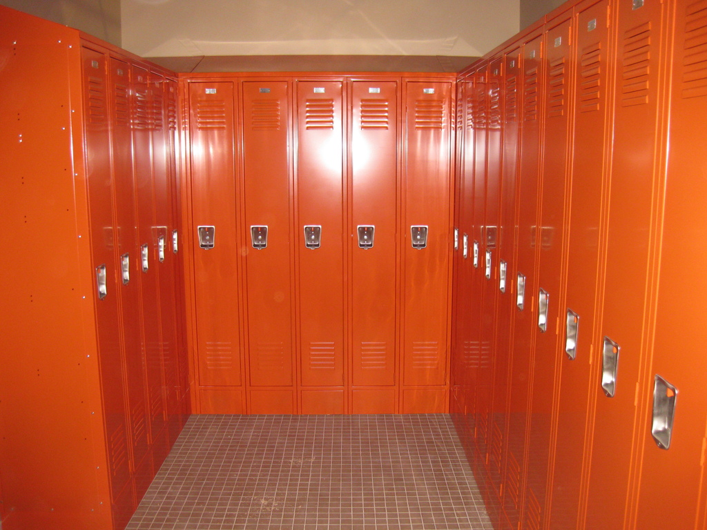 Wide view of the completed Metro Logics locker installation